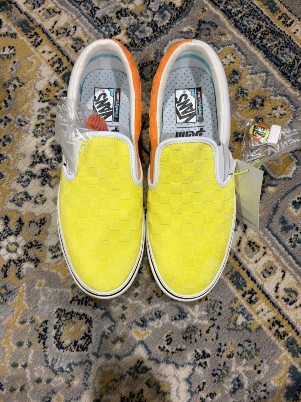 Vans Slip-On Sneakers in Bright Yellow with Orange Trim